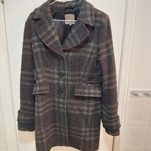 Smart Set Dark Plaid Trench Coat Size Small (S)